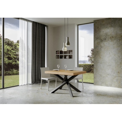 Table extensible 90x140/244 cm Volantis Chêne Nature cadre Anthracite