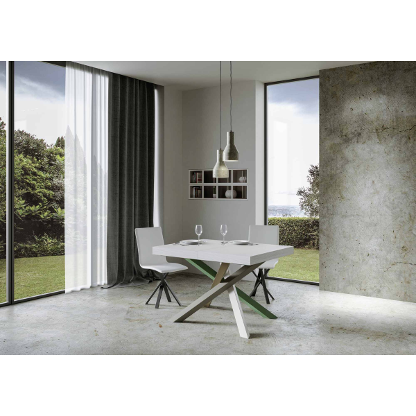 Mesa extensible 90x120/224 cm Volantis Fresno Blanco estructura 4/A