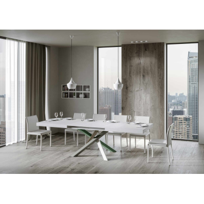 Mesa extensible 90x120/224 cm Volantis Fresno Blanco estructura 4/A