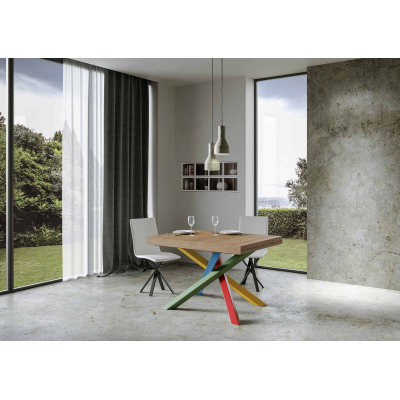 Extendable table 90x130/234 cm Volantis Natural Oak with 4/B Multicolor structure