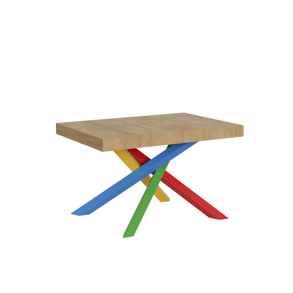 Extendable table 90x140/244 cm Volantis Natural Oak with 4/B Multicolor structure