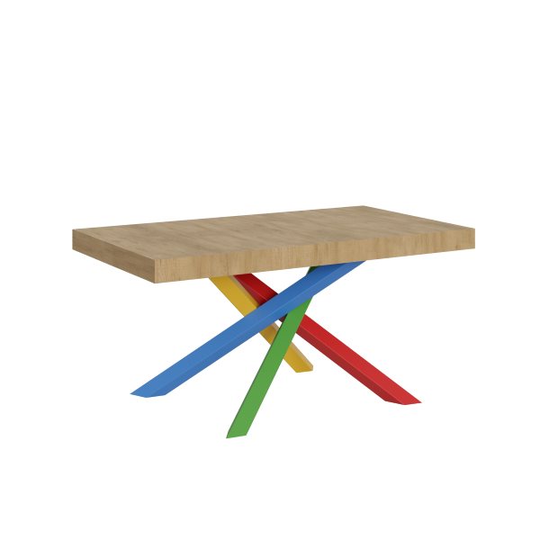 Extendable table 90x160/264 cm Volantis Natural Oak with 4/B Multicolor structure