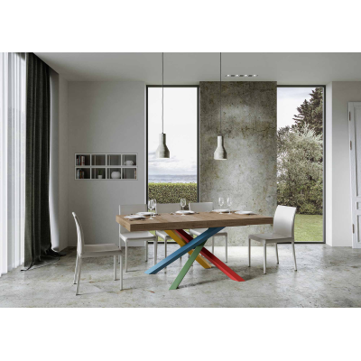 Extendable table 90x160/264 cm Volantis Natural Oak with 4/B Multicolor structure
