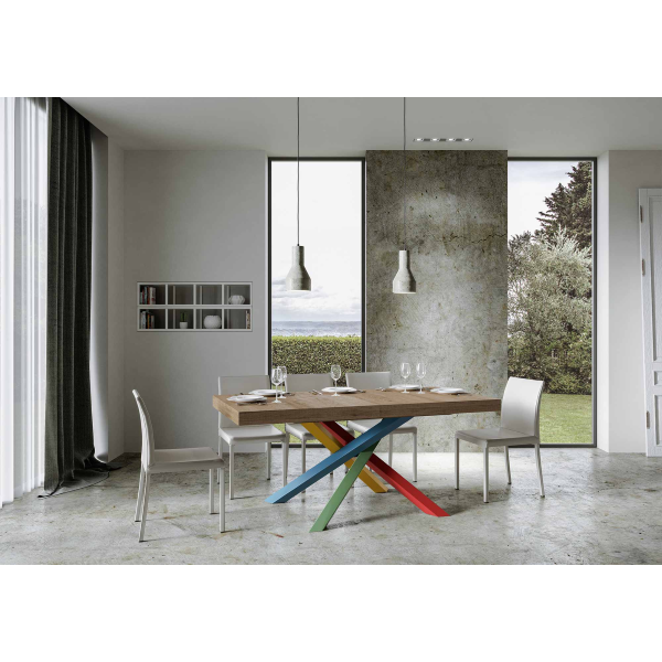 Extendable table 90x160/264 cm Volantis Natural Oak with 4/B Multicolor structure