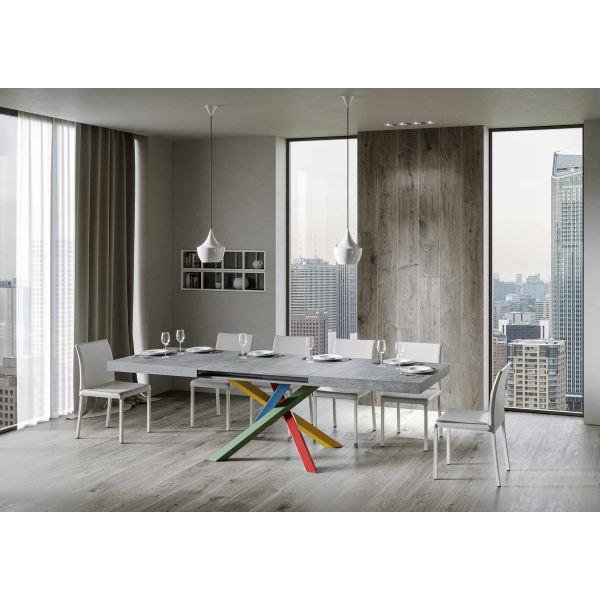 Table extensible 90x160/264 cm Volantis Ciment cadre 4/B