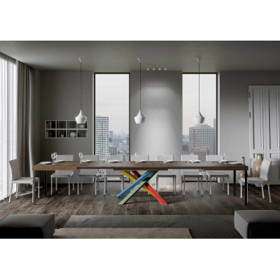 Extendable table 90x130/390 cm Volantis Walnut with 4/B Multicolor structure