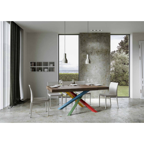 Extendable table 90x160/420 cm Volantis Walnut with 4/B Multicolor structure