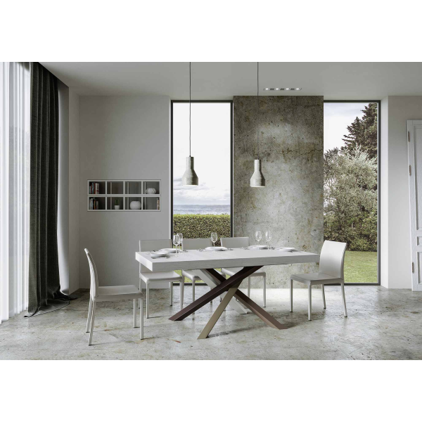 Extendable table 90x160/264 cm Volantis Ash White with 4/C Multicolor structure