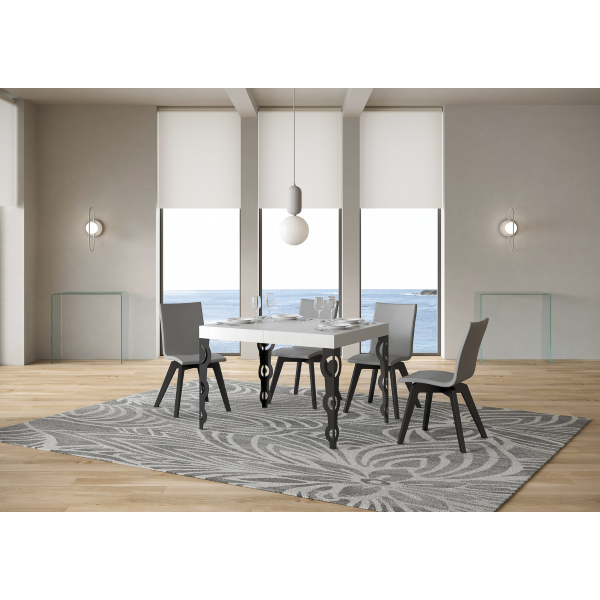 Extendable table 80x120/204 cm Karamay Ash White with Anthracite structure