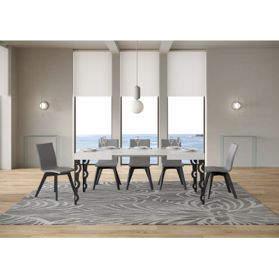 Extendable table 80x120/204 cm Karamay Ash White with Anthracite structure