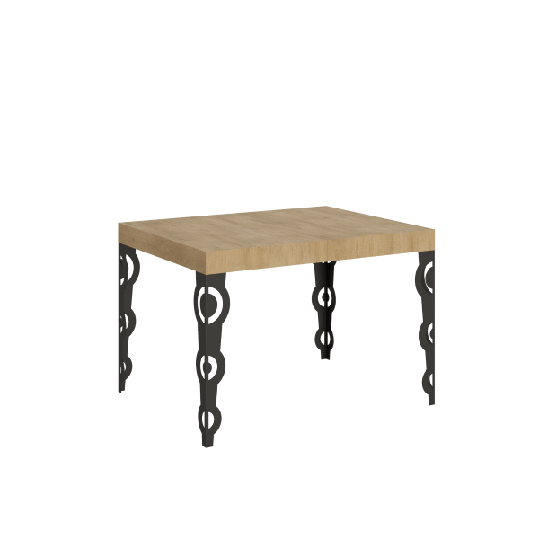 Mesa extensible 80x120/204 cm Karamay Roble Natural estructura Antracita