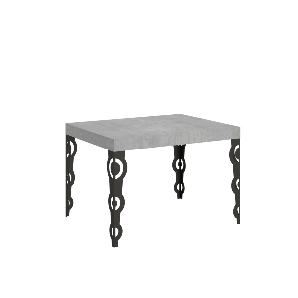 Mesa extensible 80x120/204 cm Karamay Cemento estructura Antracita