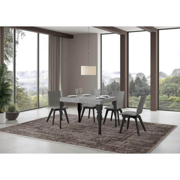 Table extensible 70x110/194 cm Paxon Ciment cadre Anthracite
