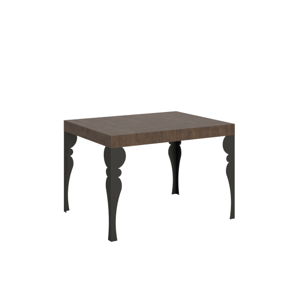 Table extensible 80x120/204 cm Paxon Noyer cadre Anthracite