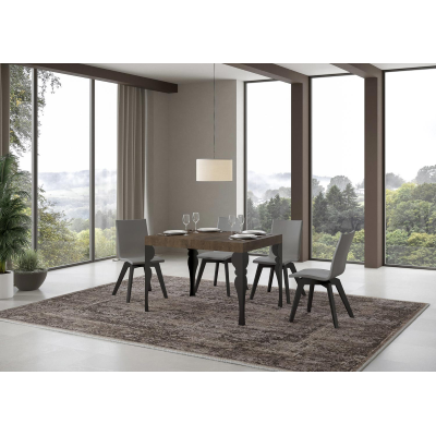 Table extensible 80x120/204 cm Paxon Noyer cadre Anthracite