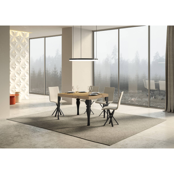 Extendable table 90x140/244 cm Paxon Natural Oak with Anthracite structure