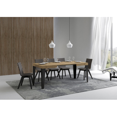 Ausziehtisch 70x110/194 cm Flame Eiche Natur mit Eisenrahmen aus Anthrazit