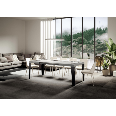 Extendable table 90x120/224 cm Flame Ash White with Anthracite structure