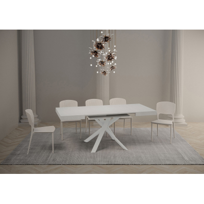 Extendable table 90x90/194 cm Clerk White Ash top - White legs
