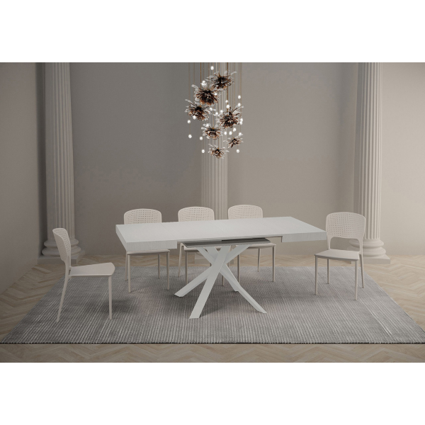 Extendable table 90x90/194 cm Clerk White Ash top - White legs