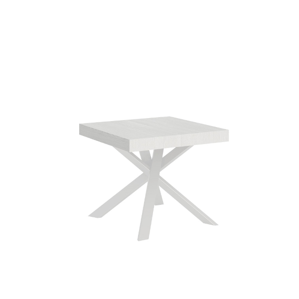 Extendable table 90x90/194 cm Clerk White Ash top - White legs