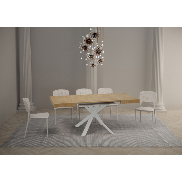 Extendable table 90x90/194 cm Clerk Nature Oak top - White legs