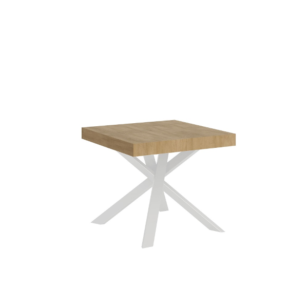Extendable table 90x90/194 cm Clerk Nature Oak top - White legs