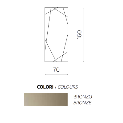 Miroir rectangulaire avec gravures laser EGO 4 mm d'épaisseur bronze