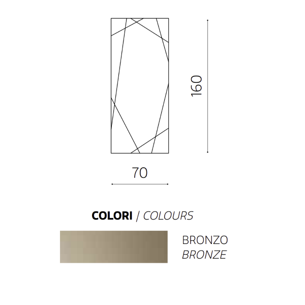 Miroir rectangulaire avec gravures laser EGO 4 mm d'épaisseur bronze