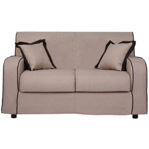 2-Sitzer-Sofa aus abnehmbarem Polsterstoff 146 cm PARIGI brauner Rand in beige Farbe