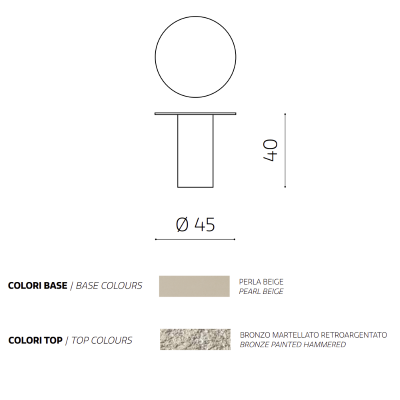 Mesita redonda WAYLON 45 con base de metal Beige y tapa de cristal martillado Bronce