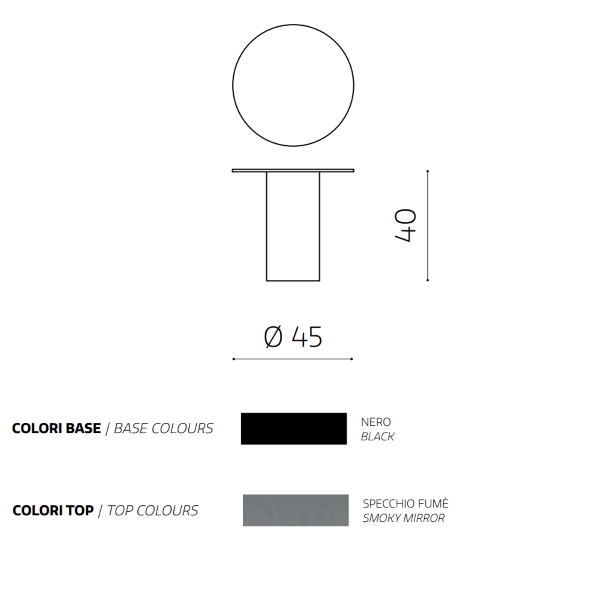 Runder Couchtisch WAYLON 45 mit schwarzem Metallgestell und Rauchglasplatte