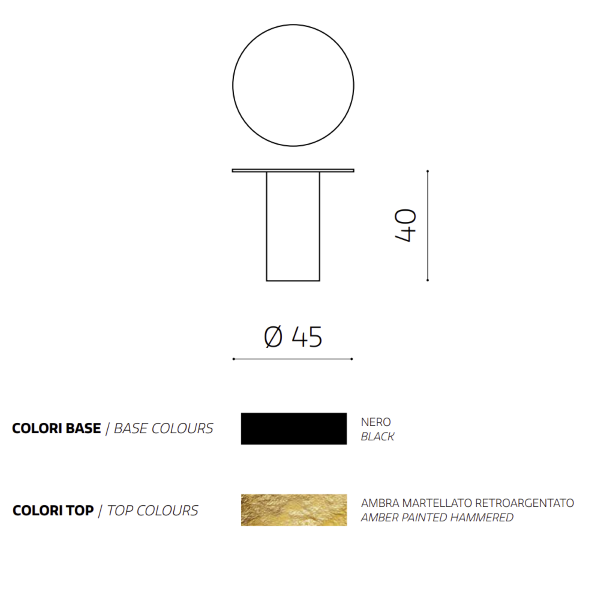Runder Couchtisch WAYLON 45 mit schwarzem Metallgestell und bernsteinfarbener, gehämmerter Glasplatte