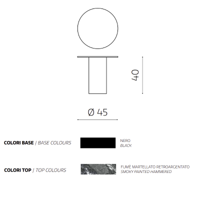 Table basse ronde WAYLON 45 avec piètement en métal noir et plateau en verre martelé fumé