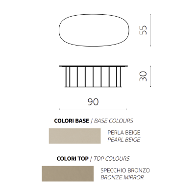 Mesa de centro D90 cm con base de metal Beige y tapa de cristal MUTE Bronce