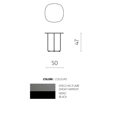 Couchtisch aus Metall mit Rauchglasplatte und schwarzem Fuß GINNI 50