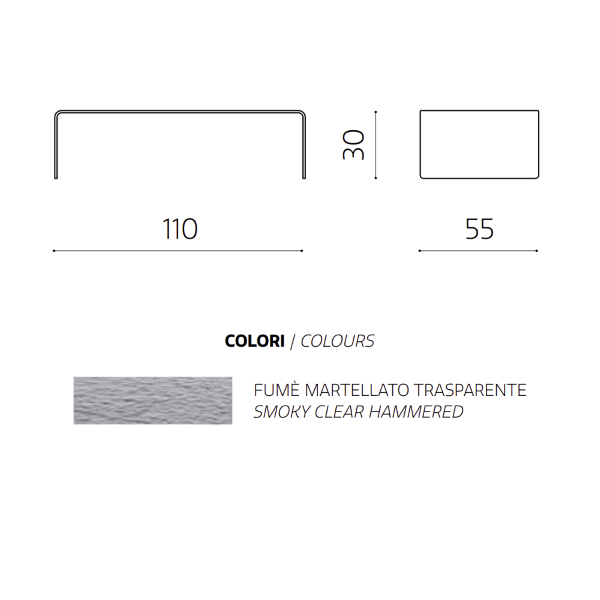 Tavolino soggiorno in vetro curvato temperato fum GIANO