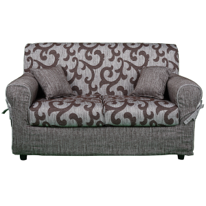 2 seater sofa in removable fabric DAMASCO 150 cm Brown