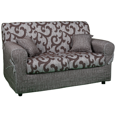 Sofá 2 plazas en tejido desenfundable DAMASCO 150 cm Marrón