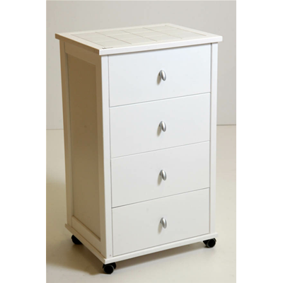 Carrello da cucina POKER con cassetti e piano in ceramica Bianco