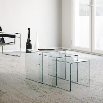 Tavolini in vetro NEST trittico 3 misure