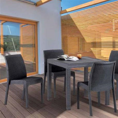 VIRGINIA Stuhl aus Rattanimitat 2 Stück Anthrazit