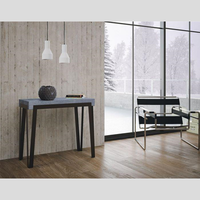 Tavolo consolle allungabile RIO piano cemento telaio ral l90