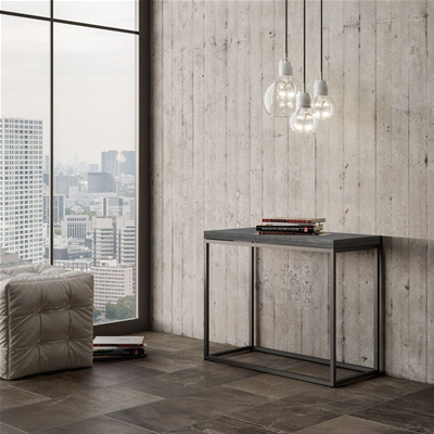 Tavolo consolle apribile NORDICA LIBRA cemento telaio antracite