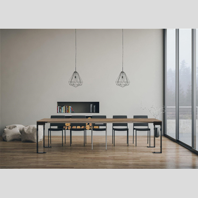 Extendable console table TECNO EVOLUTION nature oak top anthracite frame