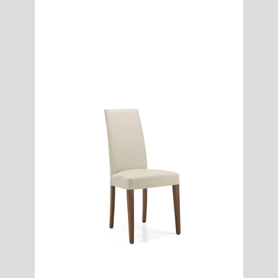 Sedia in ecopelle BEIGE con gambe verniciate NOCE mod. DENVER Set da 2 pezzi