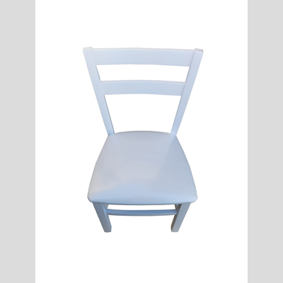 MINA Holzstuhl mit Sitz aus Kunstleder 2er Set Weiß