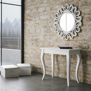 OLANDA white extensible console table L90 with saber legs