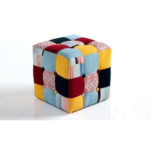 Footstool in patchwork fabric 35x35 cm EDITOR