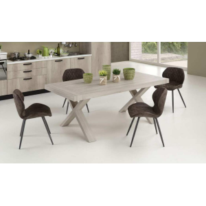 CAPRI table extensible en bois avec pattes croisées ORME PERLE (180/280)